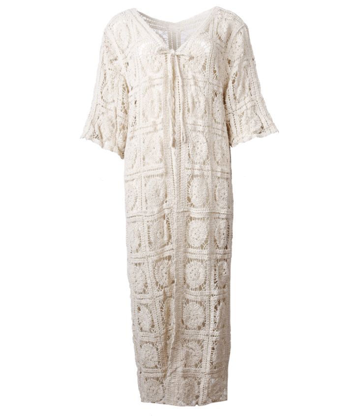 Gehaakte kimono in ecru