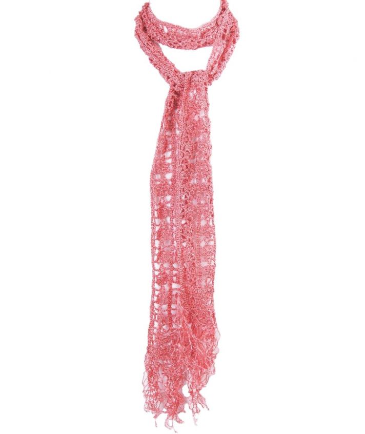 Koraal roze gehaakt glitter sjaaltje