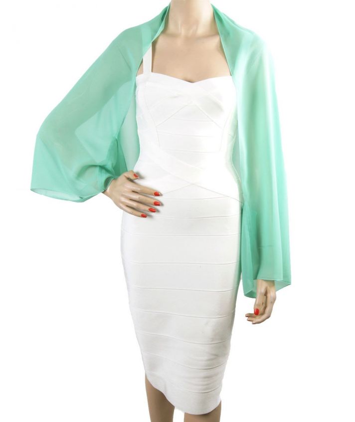 Korte bolero stola van crêpe voile in mintgroen
