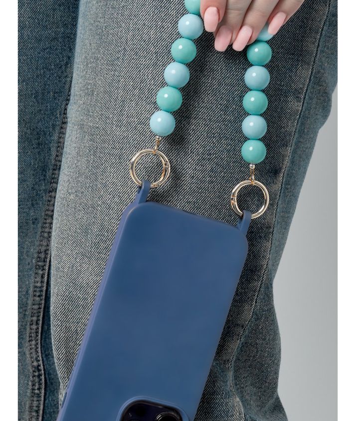 Kralen telefoonkoord in turquoise