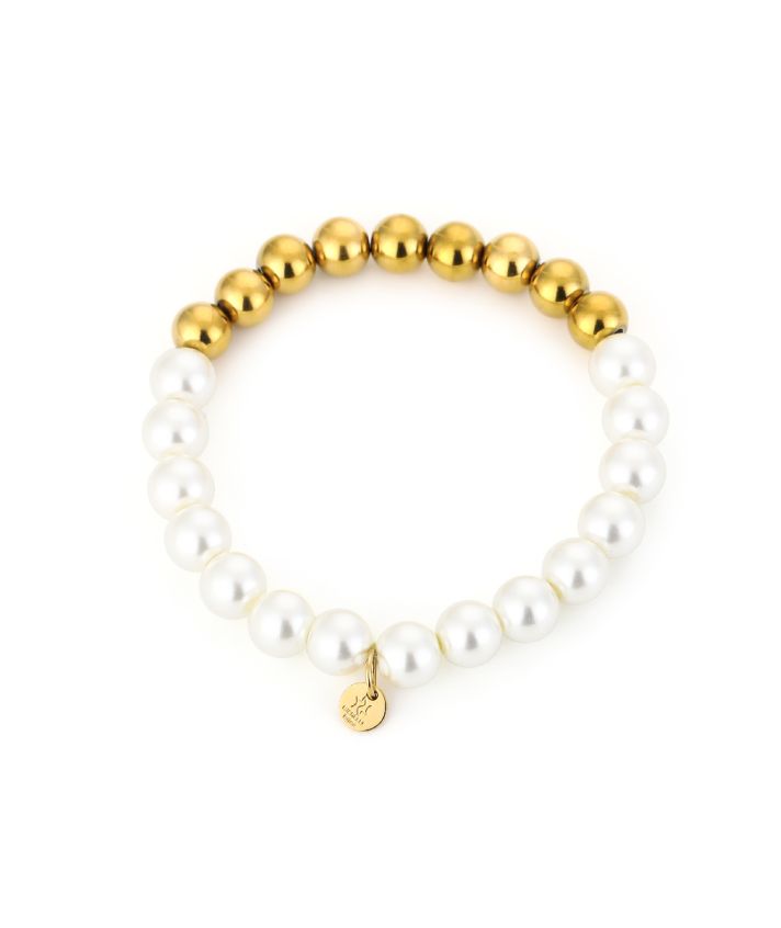Lauri- parel armbandje met gouden kralen