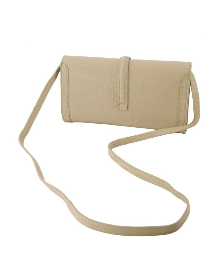Lederen envelop clutch in beige
