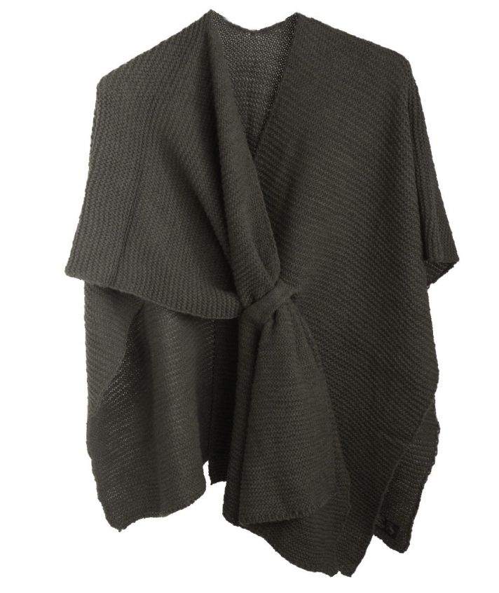 Alpaca-blend omslagdoek in legergroen met lus
