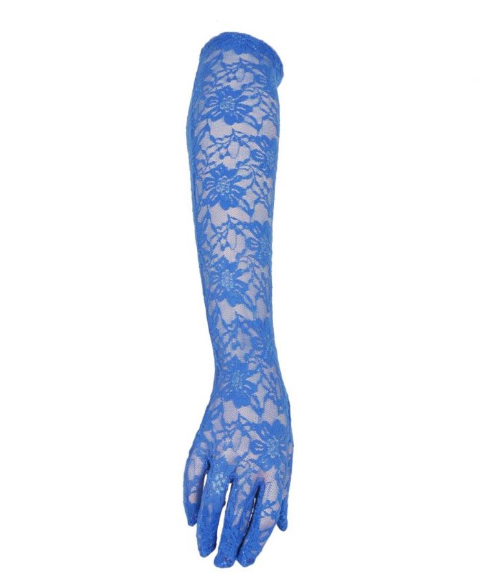 Licht kobalt kanten avondhandschoenen