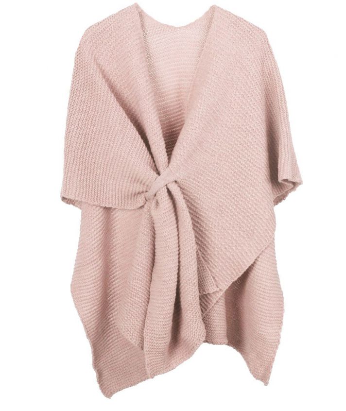 Alpaca-blend in licht-oudroze omslagdoek met lus
