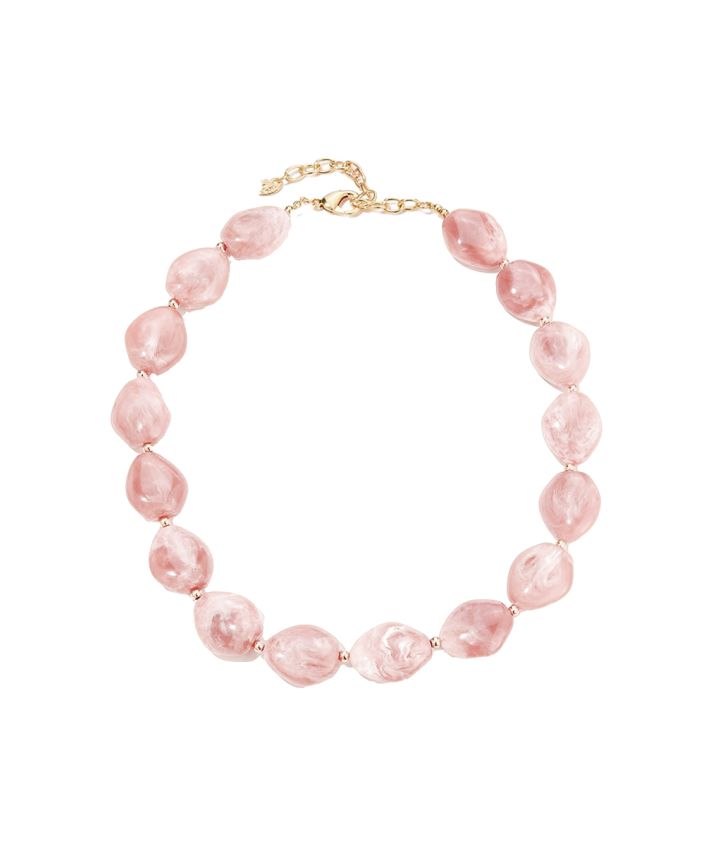 Tess kralenketting met natuursteenlook in lichtroze