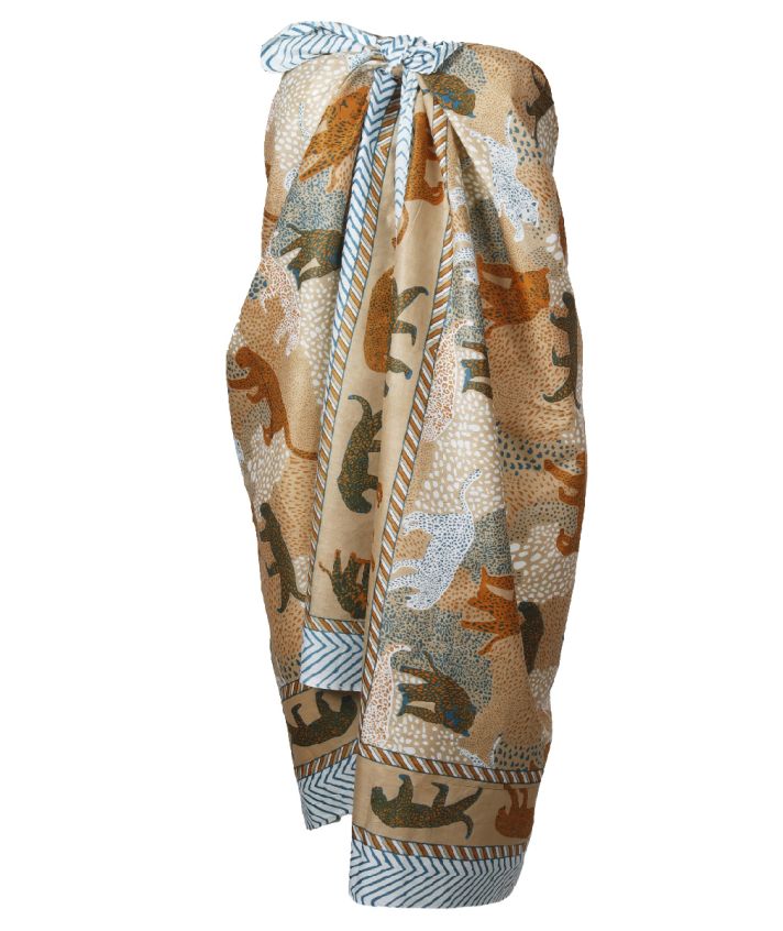 Liz sarong met luipaard print in beige