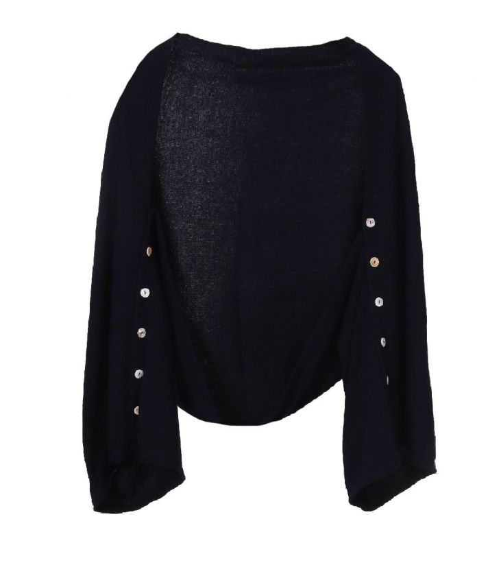Bolero / poncho van kasjmier blend in marineblauw