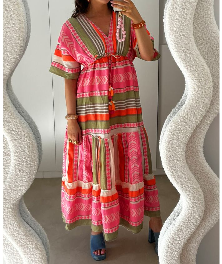 Maxi-jurk met aztekenpatroon