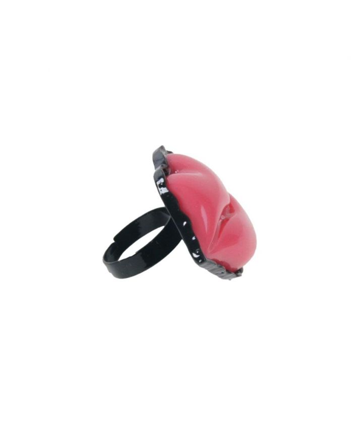 Metalen roze lippen ring maat verstelbaar