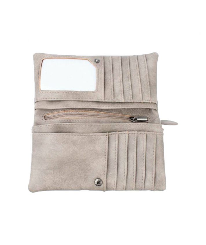 Taupe kleurige portemonnee met metallic detail