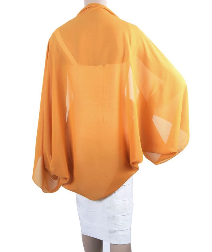 Okergele bolero stola van crêpe voile