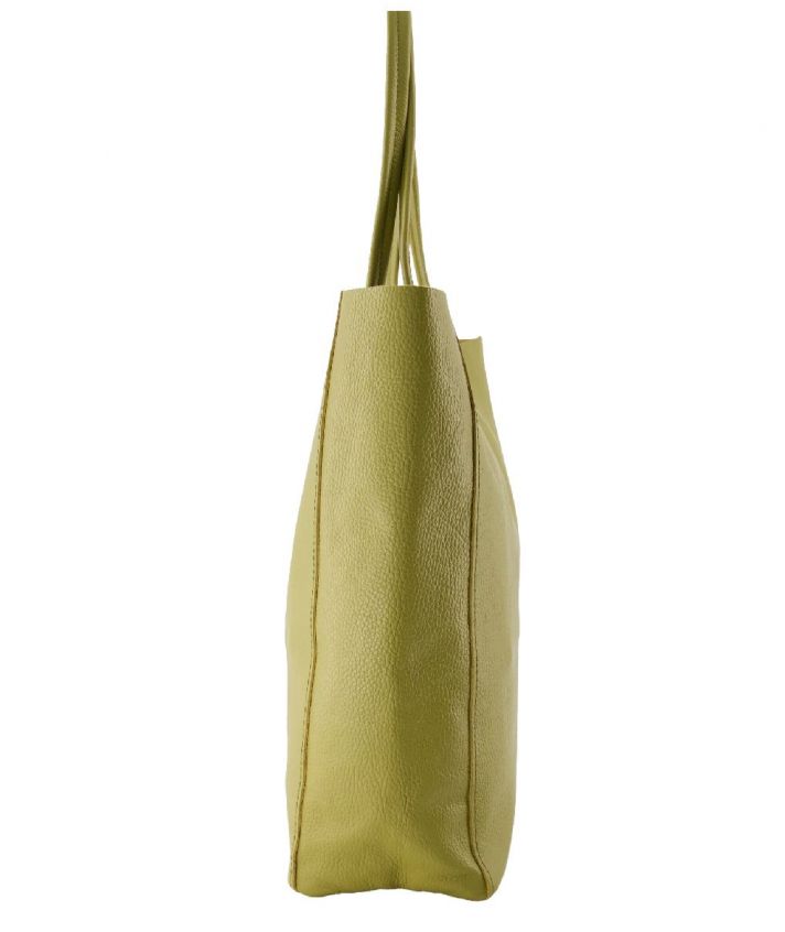 Lederen shopper in olijfgroen