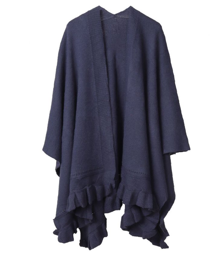 Omslagdoek in donkerjeans met volant rand