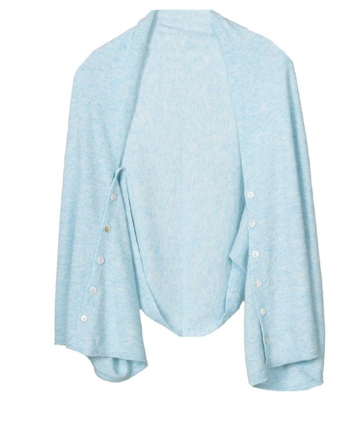 Bolero / poncho van kasjmier blend in lichtblauw