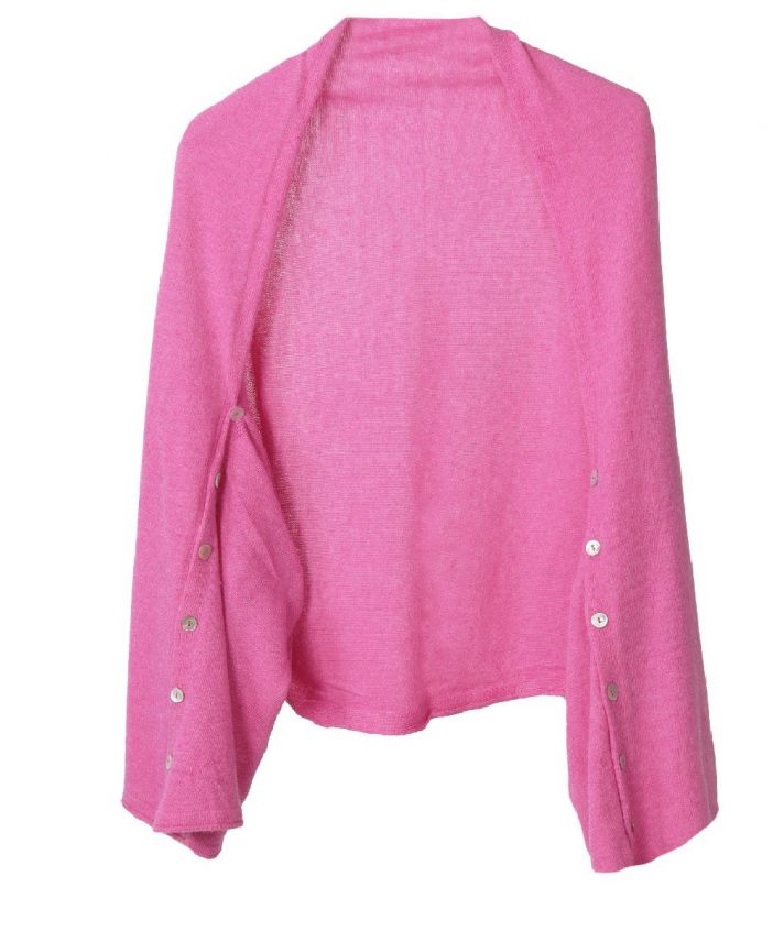 Bolero / poncho van kasjmier blend in zuurstokroze