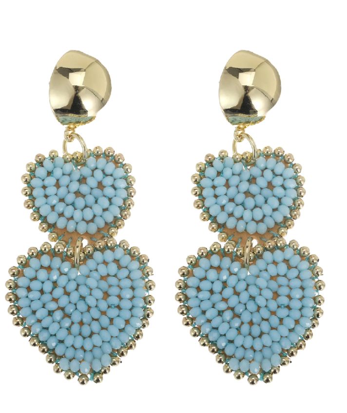 Oorbellen met hartjeshanger in turquoise