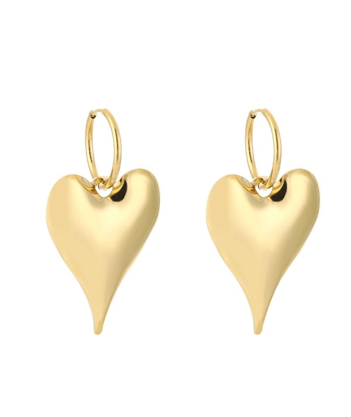 XL hart oorbellen in de kleur goud