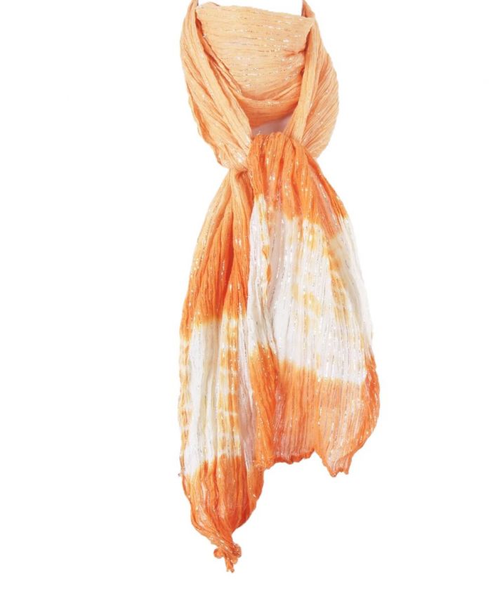 Oranje crushed katoenen sjaal met lurex