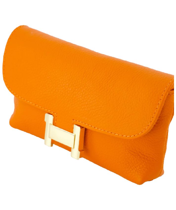 Helene lederen clutch in oranje
