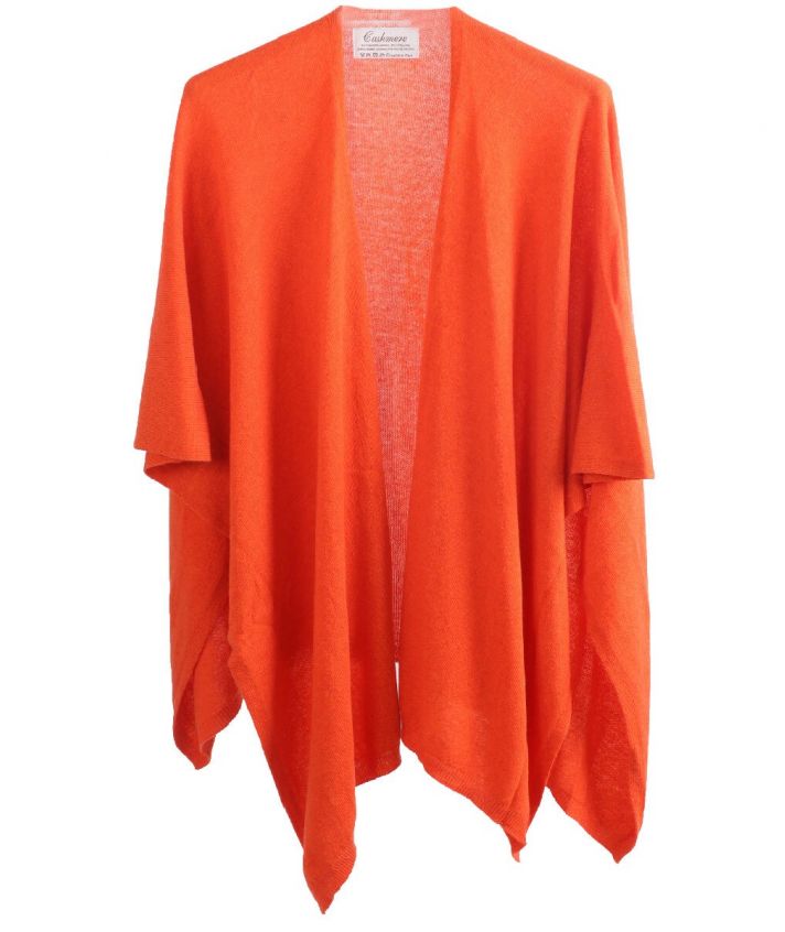 Kasjmier-blend omslagdoek in oranje