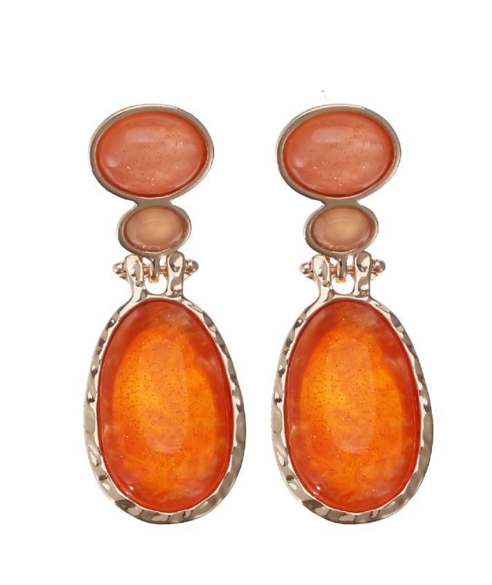 Statement stones oorbellen in oranje