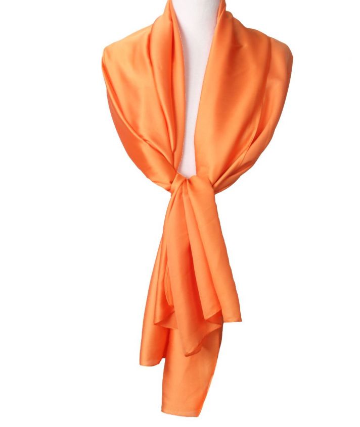 Zijde-blend sjaal in oranje