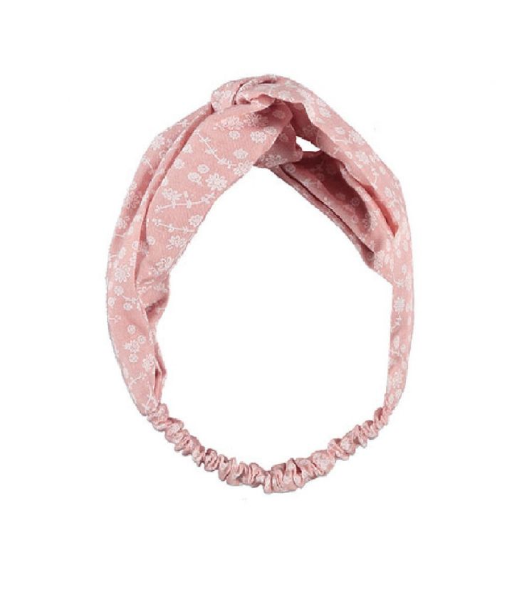 Oudroze haarband met bloemenprint