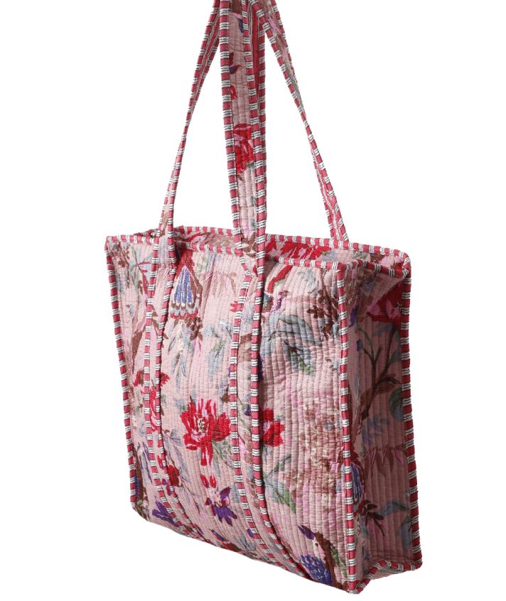 Gewatteerde schoudertas/shopper met vogelprint