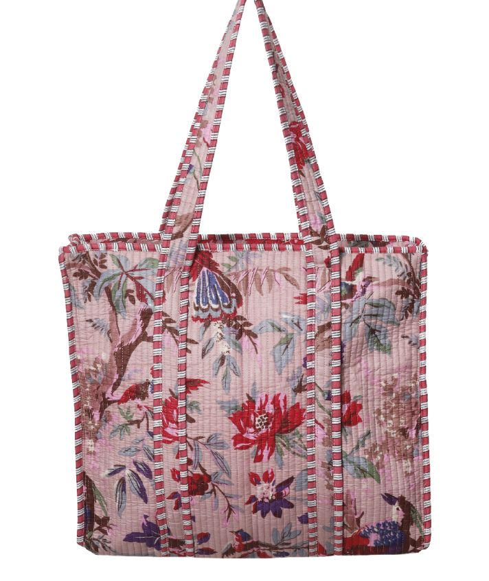 Gewatteerde schoudertas/shopper met vogelprint