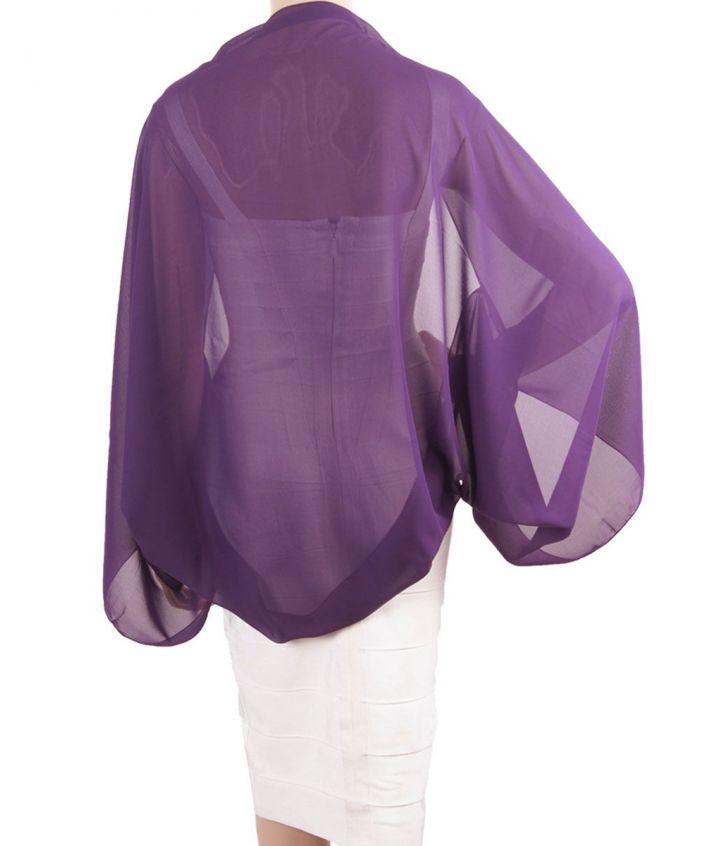 Paarse bolero stola in crêpe voile 