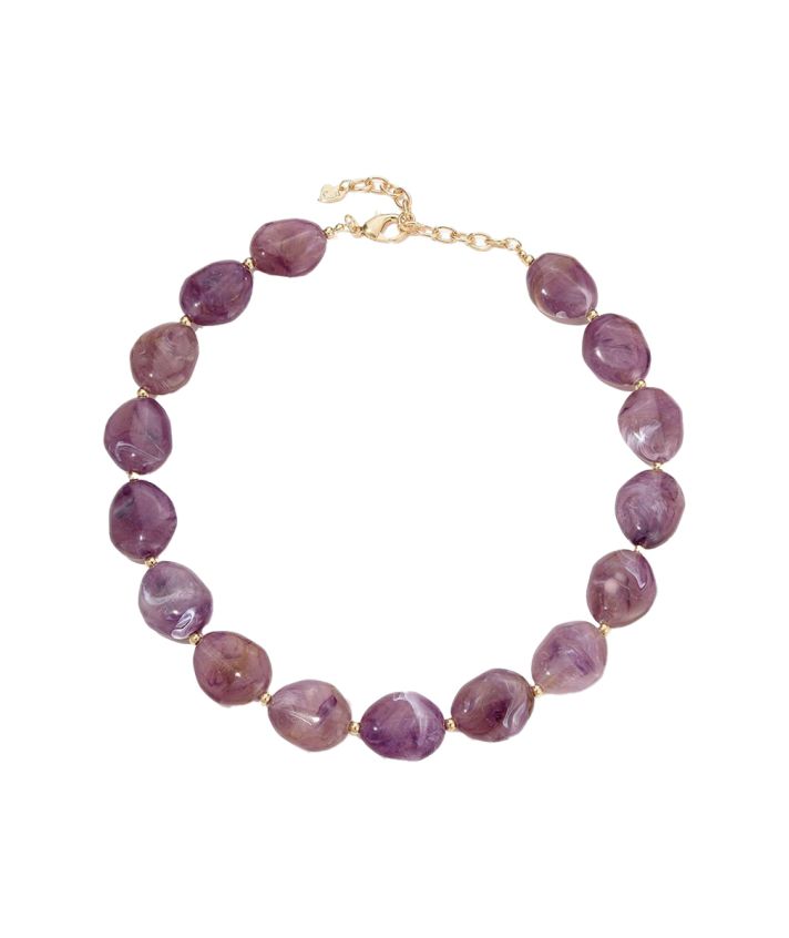 Tess kralenketting met natuursteenlook in paars