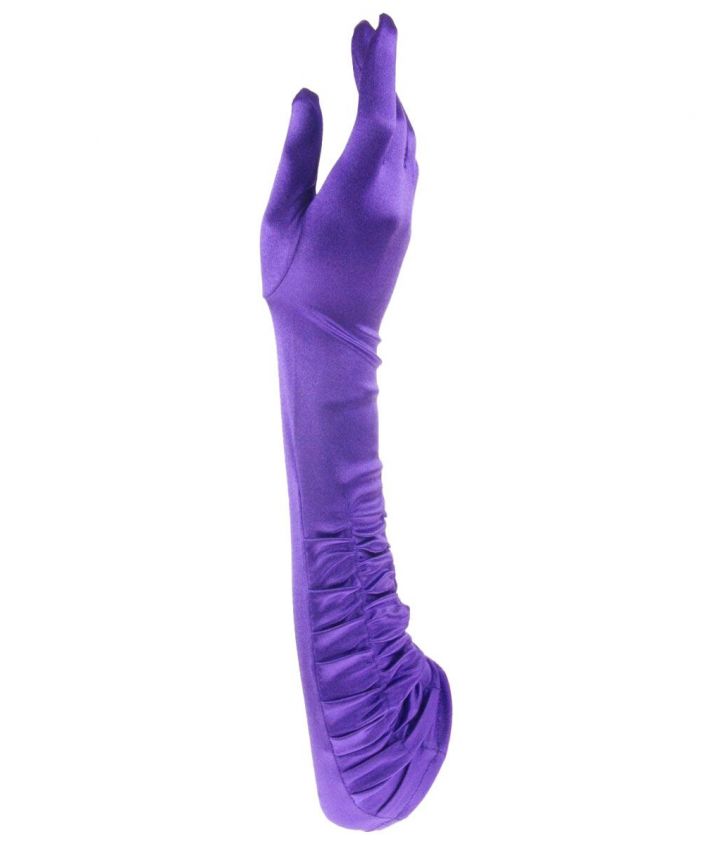 Paarse lycra satijnen gesmokte party / avondhandschoenen