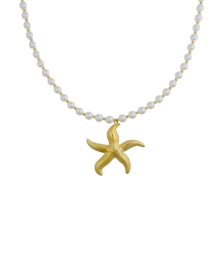 Statement parelketting met zeester hanger