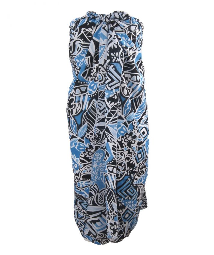 Pareo met grafische mix in turquoise zwart en wit
