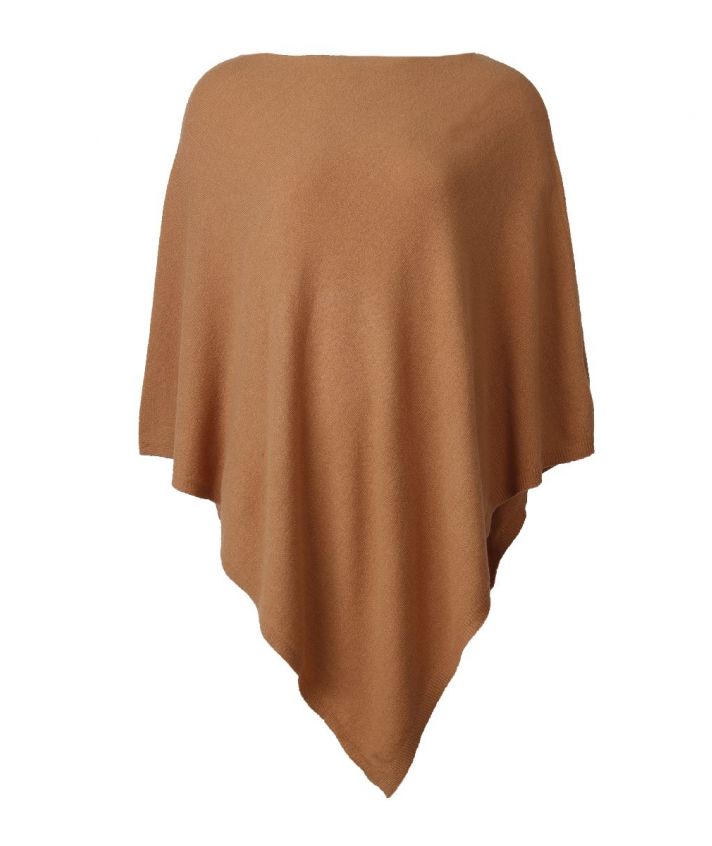 Poncho in kasjmier-blend in camel