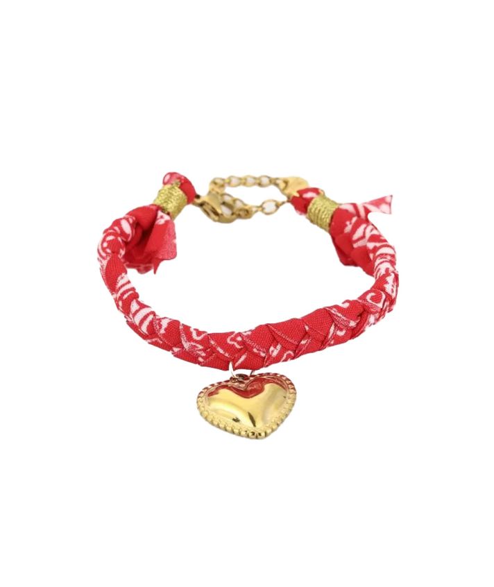 Rode bandana armband met hart 