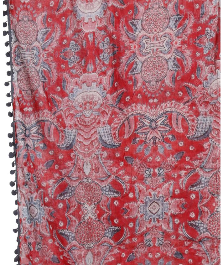 Sarong in rood met pomponfranjes