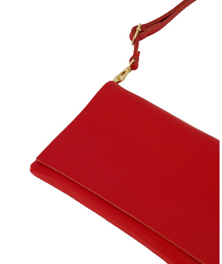 Leren fold-over clutch in rood