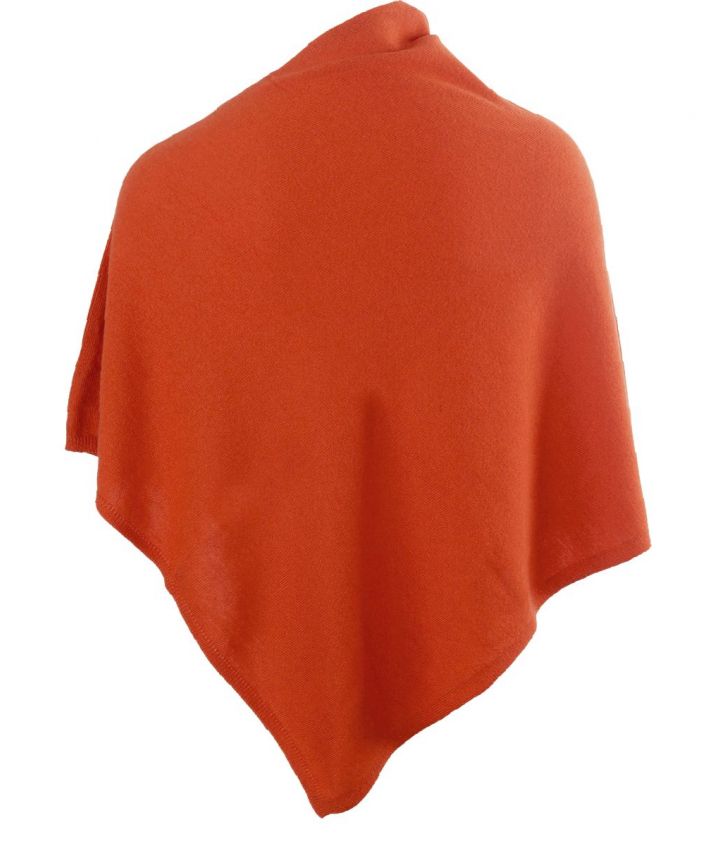 Kasjmier-blend poncho in roest-oranje