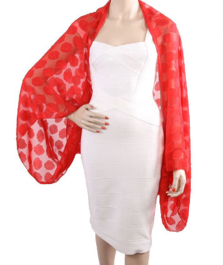 Rode bolero stola met rozenprint