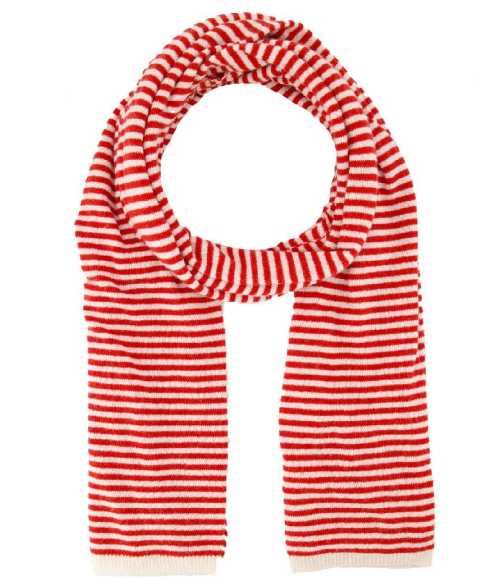 Kasjmier-mix sjaal met rood-witte strepen