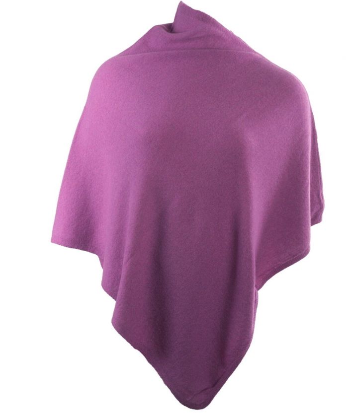 Kasjmier-blend poncho in cyclaam-roze