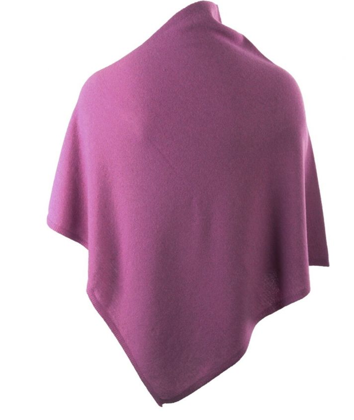 Kasjmier-blend poncho in cyclaam-roze