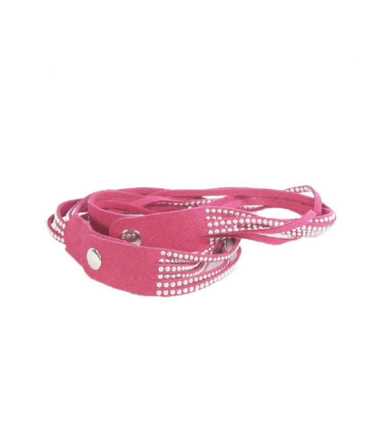 Roze suédine laars riempje met zilverkleurige studs