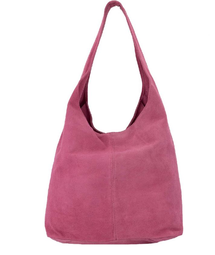 Roze suède shopper met rits