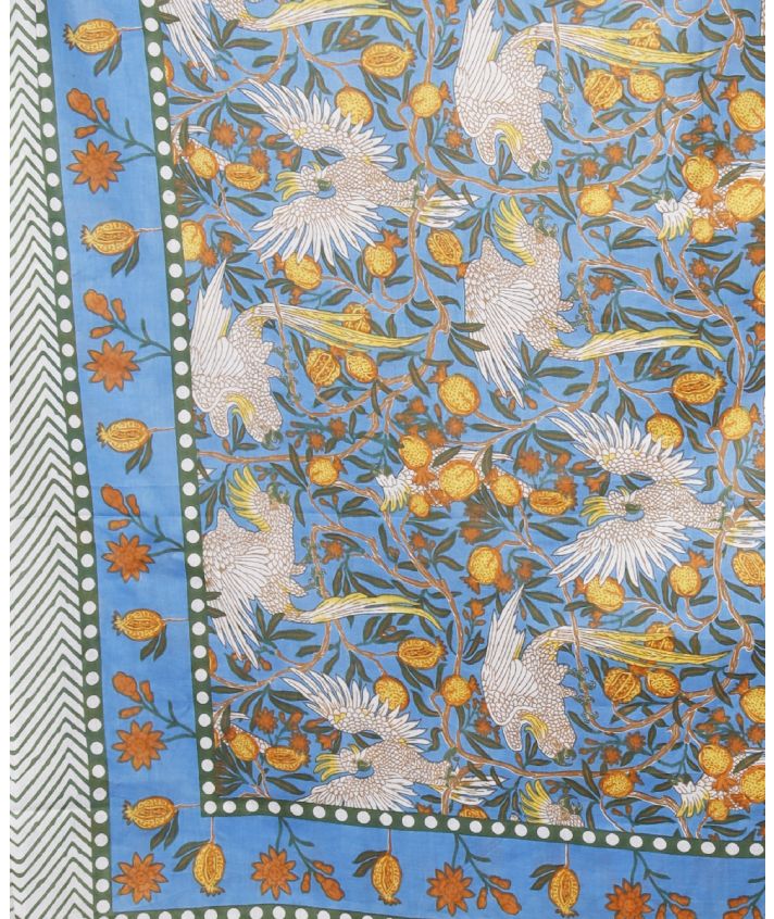Katoenen sarong met vogel print in blauw