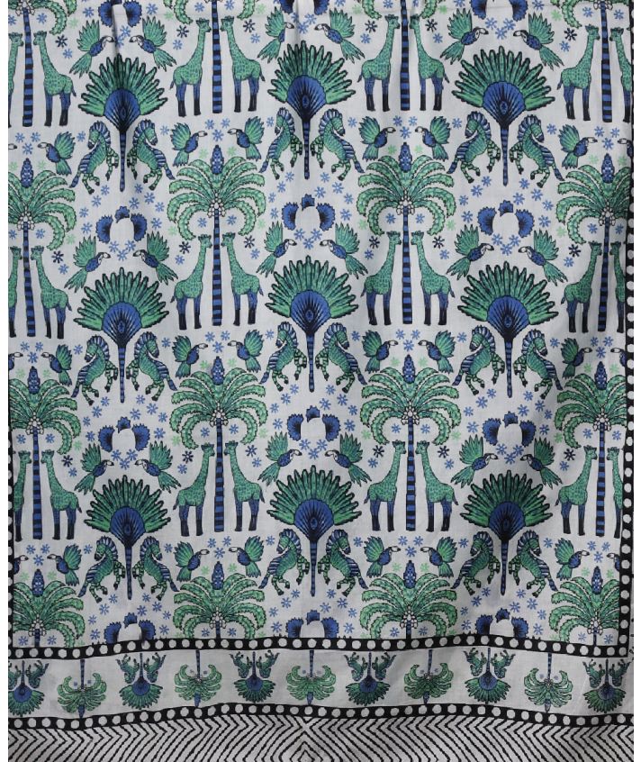 Sarong met dierenprint in blauw en mintgroen