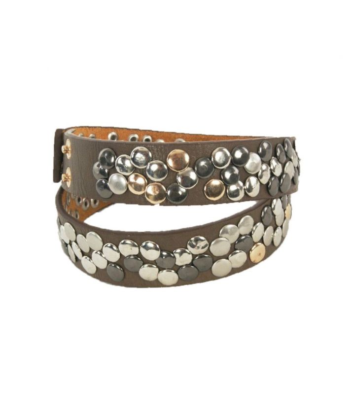 Set van bruine-bronze laarsriempjes met studs
