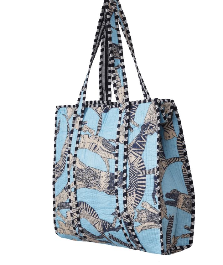 Gewatteerde schoudertas/shopper met kattenprint